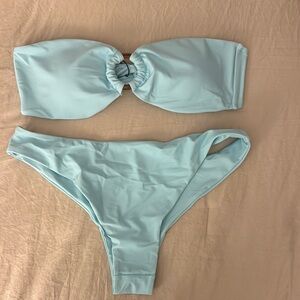 Zaful Sky Blue Tie-Front Bikini Set